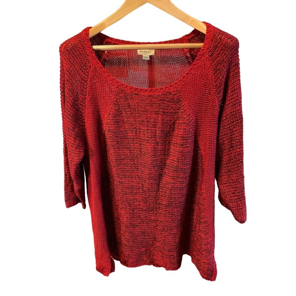 Meworld Red 3/4 Sleeve Scoop Neck Knit Top Sweater Sz 2X